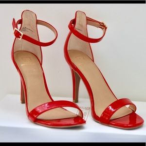 Red Patent Leather Sandal Heels
